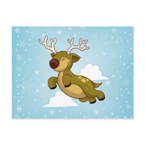 Christmas Flying Reindeer Holiday Postcard