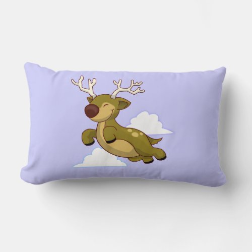 Christmas Flying Reindeer Lumbar Pillow