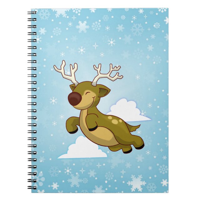 Christmas Flying Reindeer Notebook (Front)