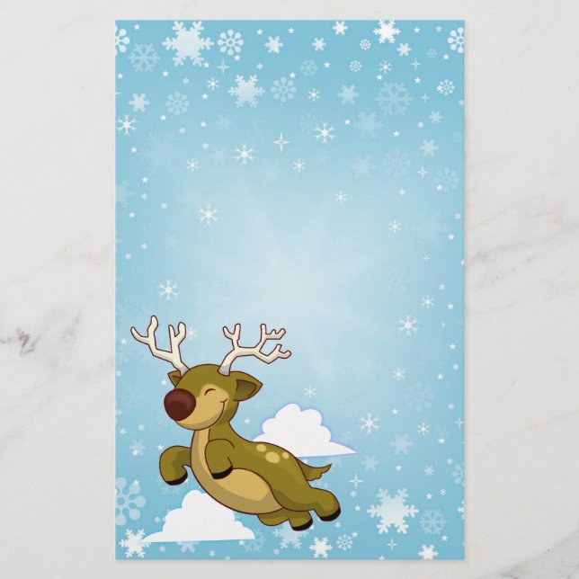 Christmas Flying Reindeer Scrapbook paper (Front)