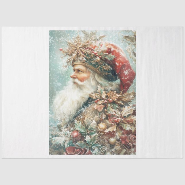 Christmas Foilage Santa Tissue Paper (Front)