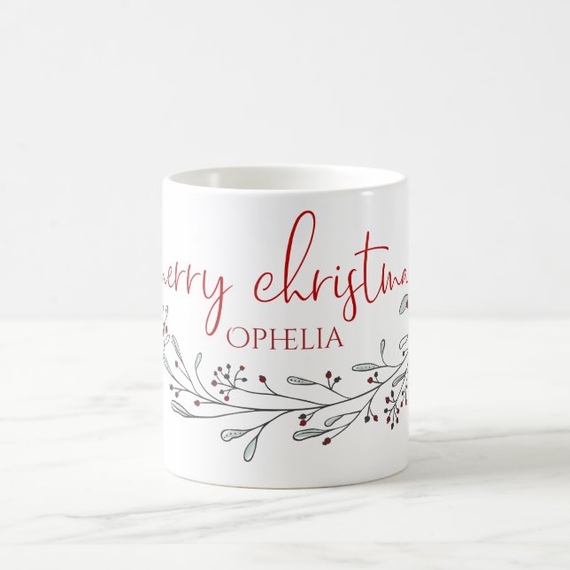 Christmas Foliage and Berries Coffee Mug (Center)