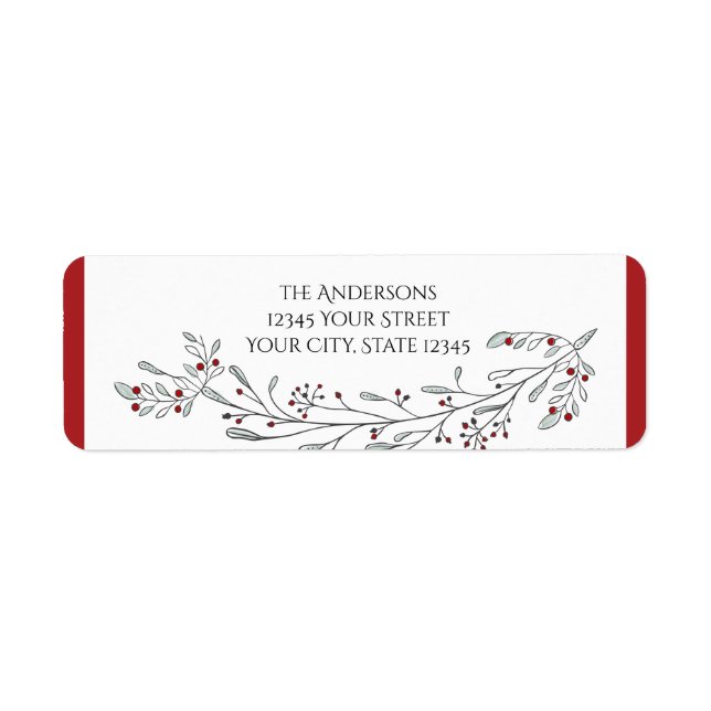 Christmas Foliage and Berries Label (Front)