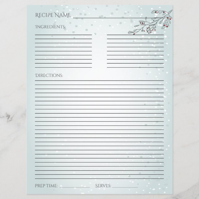 Christmas Foliage and Berries Recipe Card (Front)