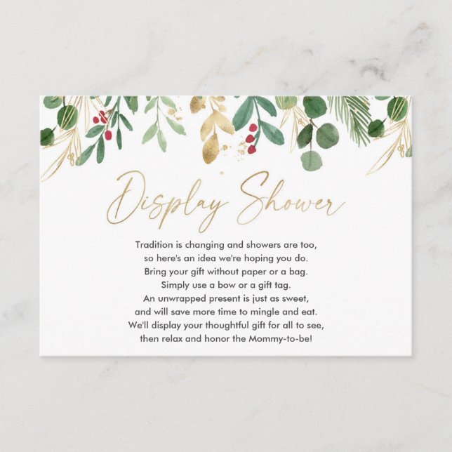 Christmas foliage baby shower display shower enclosure card (Front)