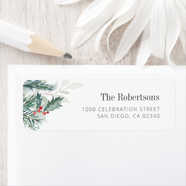 christmas foliage custom address label (Insitu)