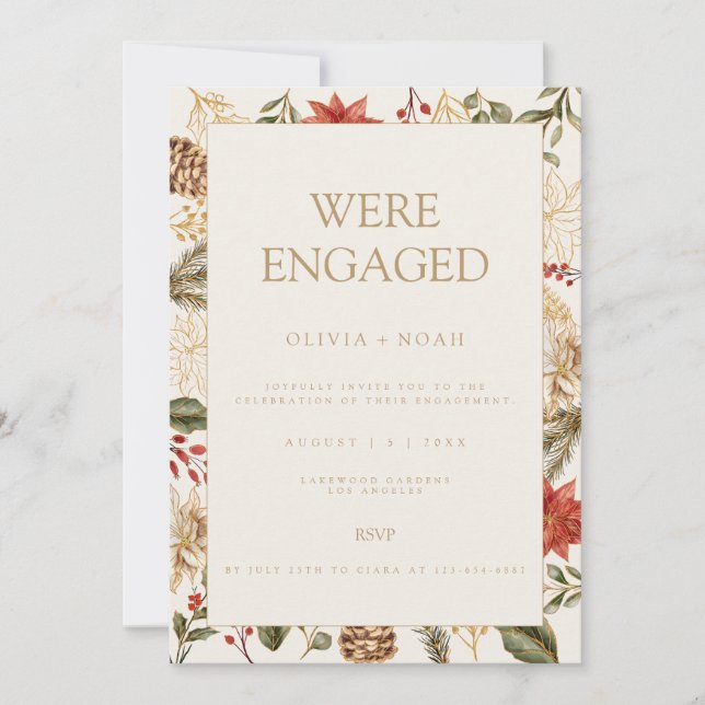 Christmas Foliage Engagement Party Invitation (Front)