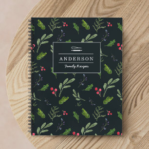 Christmas Foliage Family Name Holiday Recipe Notebook