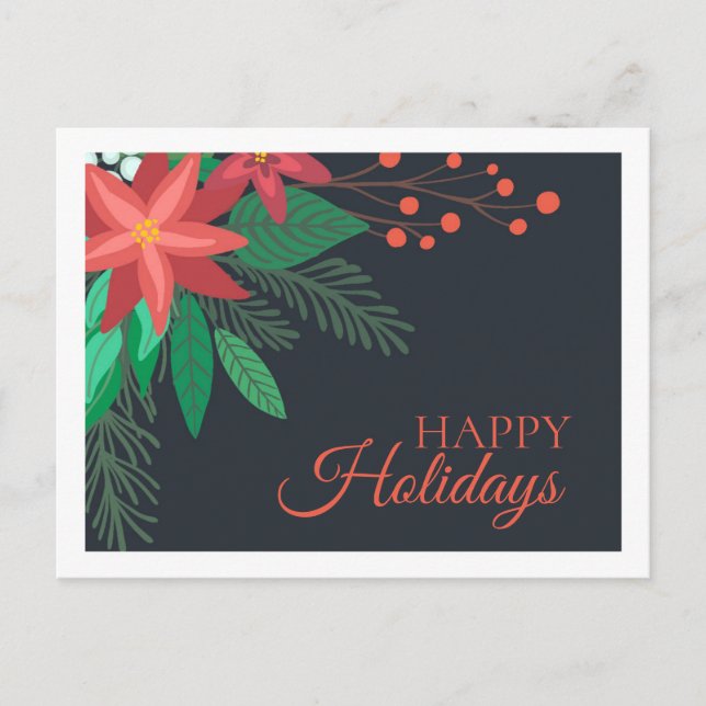Christmas Foliage Happy Holidays Postcard (Front)