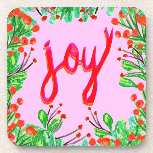 Christmas Foliage - Joy Beverage Coaster (Front)