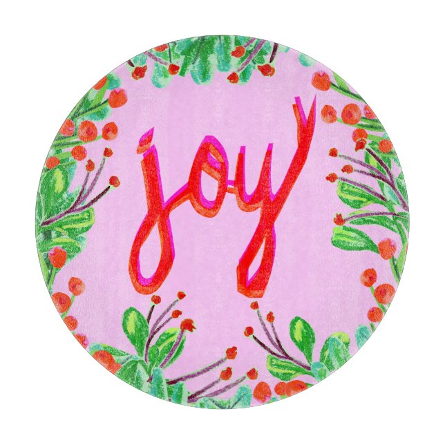 Christmas Foliage - Joy Cutting Board (Front)