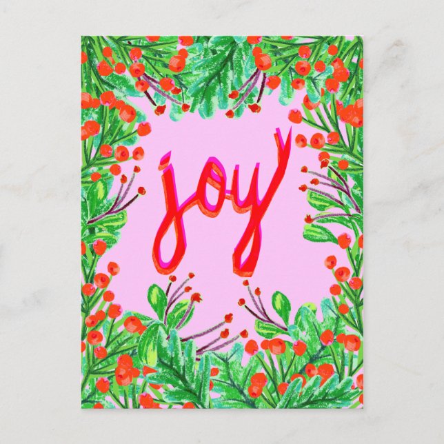 Christmas Foliage - Joy Holiday Postcard (Front)