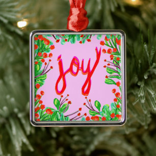 Christmas Foliage - Joy Metal Ornament