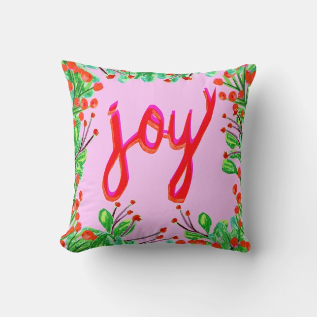 Christmas Foliage - Joy Throw Pillow (Front)