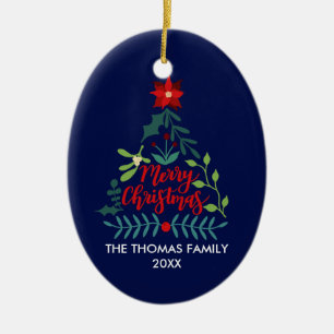 Christmas Foliage Leaves Ceramic Ornament