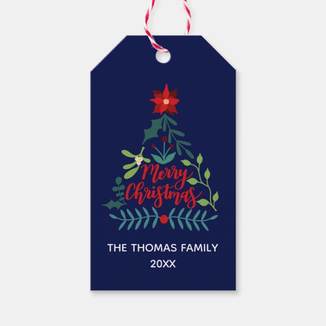 Christmas Foliage Leaves Gift Tags (Front)