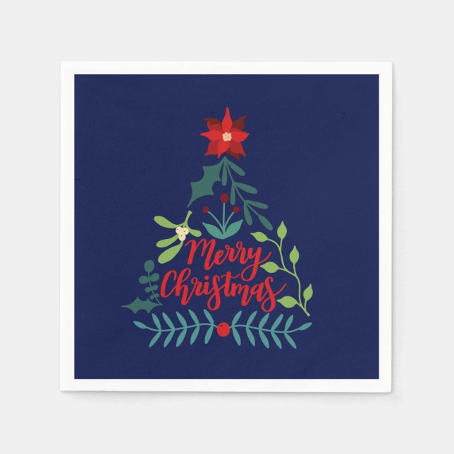 Christmas Foliage Leaves Napkins (Front)