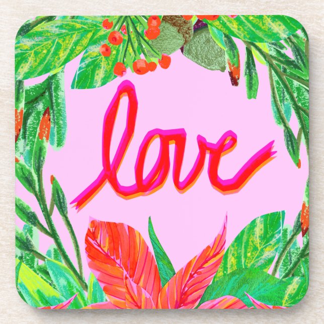 Christmas Foliage - Love Beverage Coaster (Front)