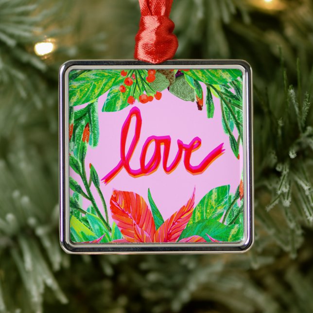 Christmas Foliage - Love Metal Ornament (Tree)
