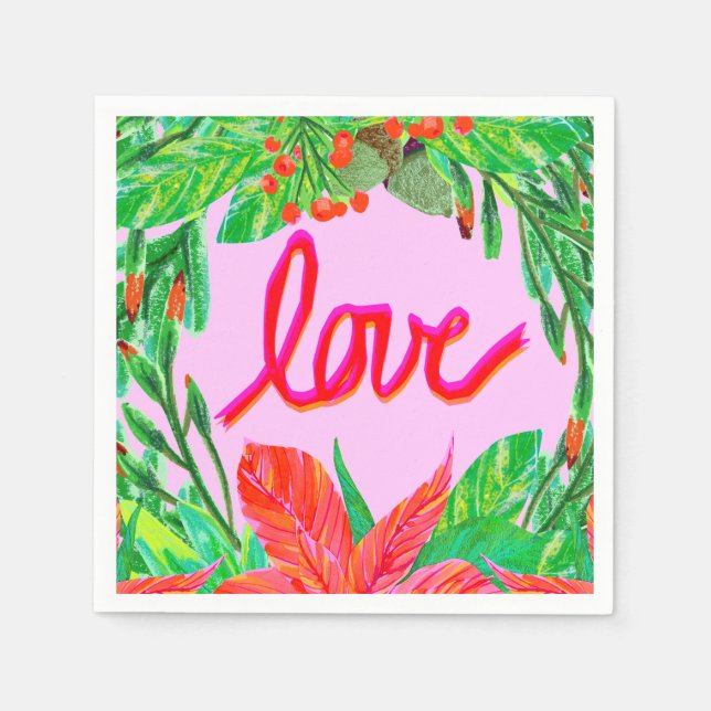 Christmas Foliage - Love Napkins (Front)