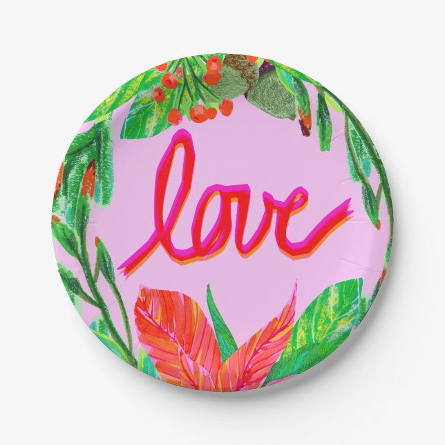 Christmas Foliage - Love Paper Plates (Front)