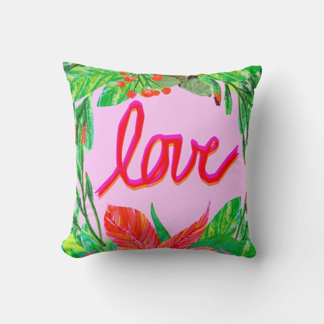 Christmas Foliage - Love Throw Pillow (Front)