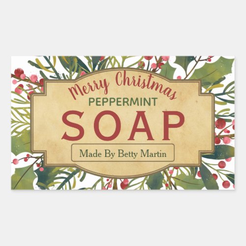 Christmas Foliage Mistletoe Holly Soap Labels