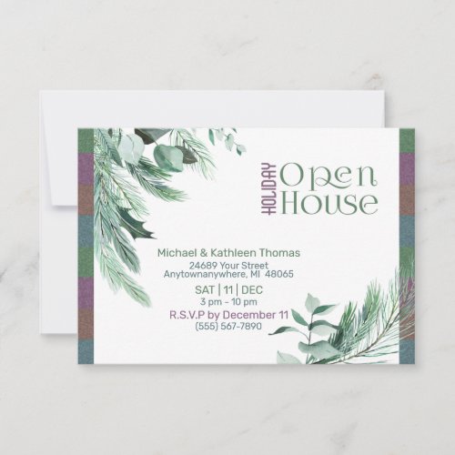 Christmas Foliage Modern Design Open House Invitation