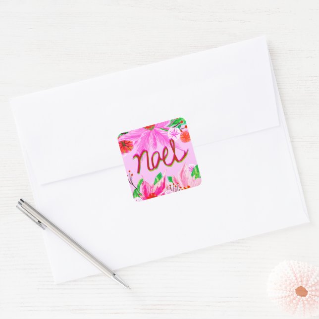 Christmas Foliage - Noel Square Sticker (Envelope)
