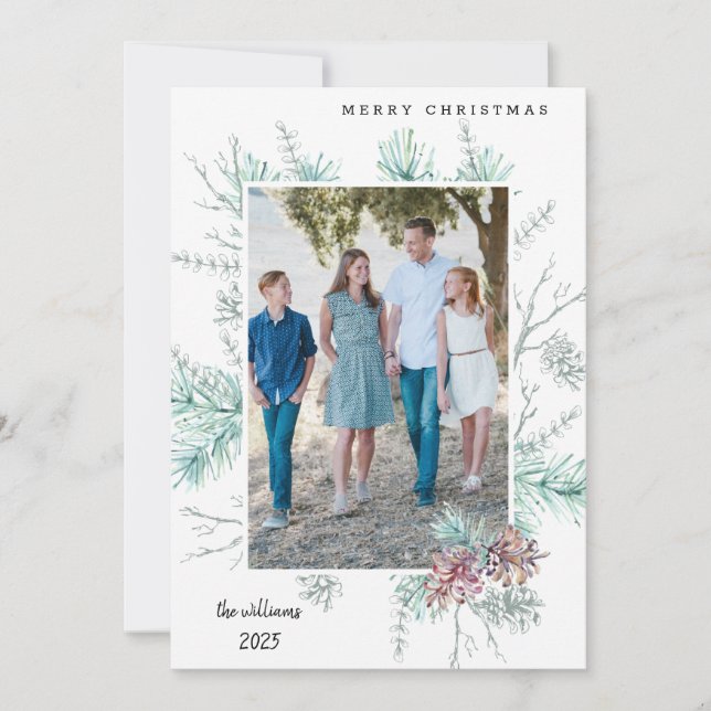 Christmas Foliage Photo Holiday Card (Front)