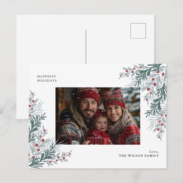 Christmas Foliage Photo Holiday Postcard (Front/Back)