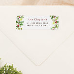 Christmas Foliage & Red Winter Berries Family Name Label<br><div class="desc">Custom Christmas return address labels with your family name and watercolor foliage. This design features your family name and return address in classic serif typography. The text is framed by an illustration of lush greenery and red winter berries. Your family name appears in the same red color as the berries....</div>