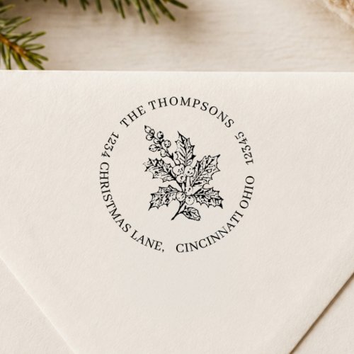 Christmas Foliage Return Address Family Self-inking Stamp