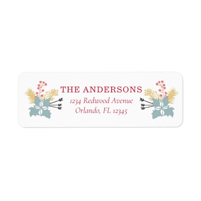 Christmas Foliage Return Address Label (Front)
