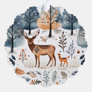 Christmas Folk Art Deer Ornament Card