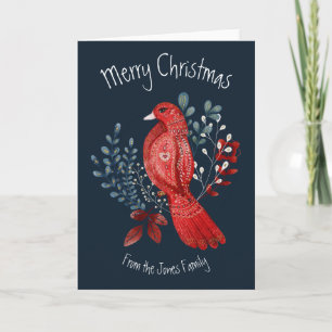 Christmas Folk Art Holiday Card Merry Christmas