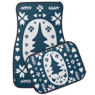 Christmas Folk Art: Scandinavian Doodle. Car Floor Mat