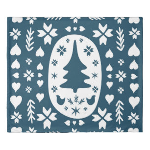 Christmas Folk Art: Scandinavian Doodle. Duvet Cover