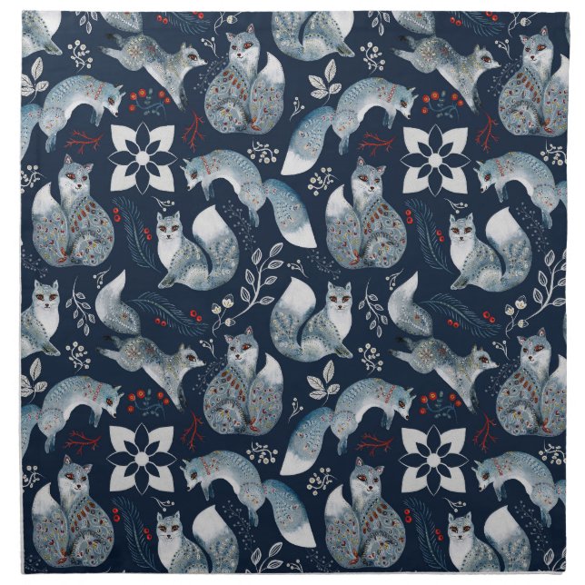 Christmas Folk Botanicals Cloth Napkin (Front)