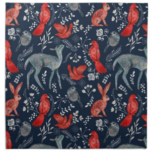 Christmas Folk Botanicals Cloth Napkin