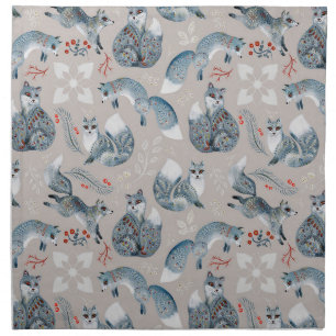 Christmas Folk Magic Animal Botanicals Cloth Napkin