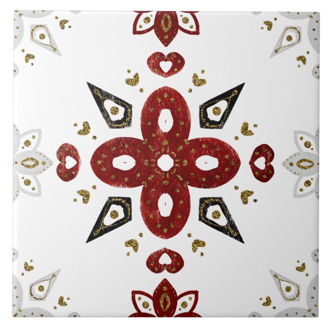 Christmas Folk Nordic Art Ceramic Tile (Front)