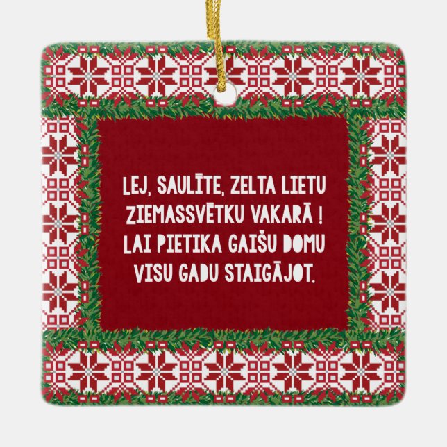 Christmas Folk Song III Latviesu Tautasdziesma Ceramic Ornament (Front)