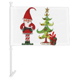 Christmas Folk Whimsey Car Flag
