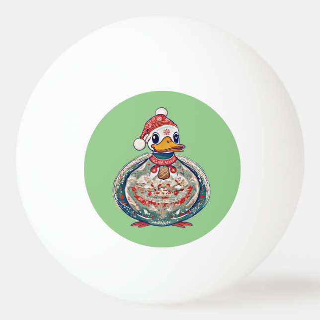 Christmas Folklore Duck Wearing A Santa Hat Ping Pong Ball (Front)