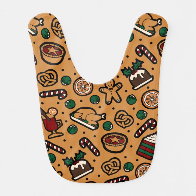 Christmas Food Baby Bib in Brown (Front)
