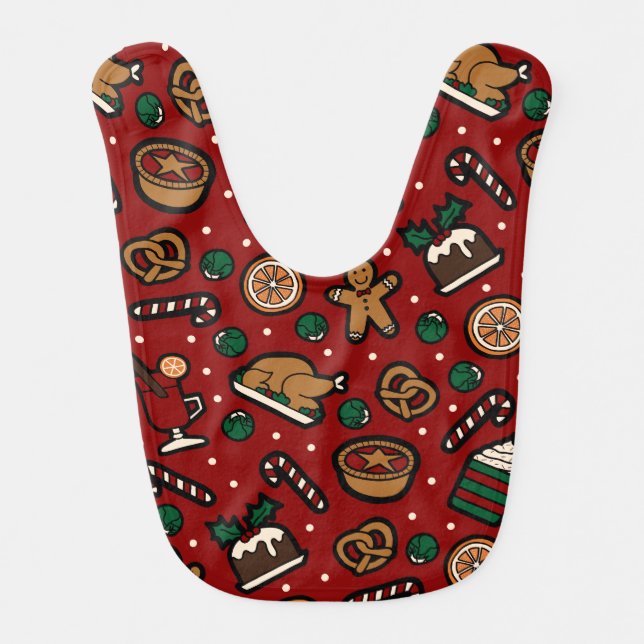 Christmas Food Baby Bib in Red (Front)