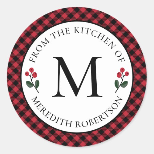 Christmas Food Gift From the Kitchen of Monogram Classic Round Sticker