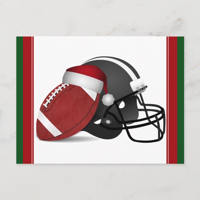 Christmas Football And Helmet Holiday Postcard (Front)