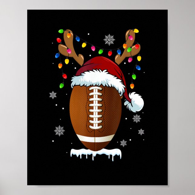 Christmas Football Ball Lights Funny Boys Men Spor Poster (Front)